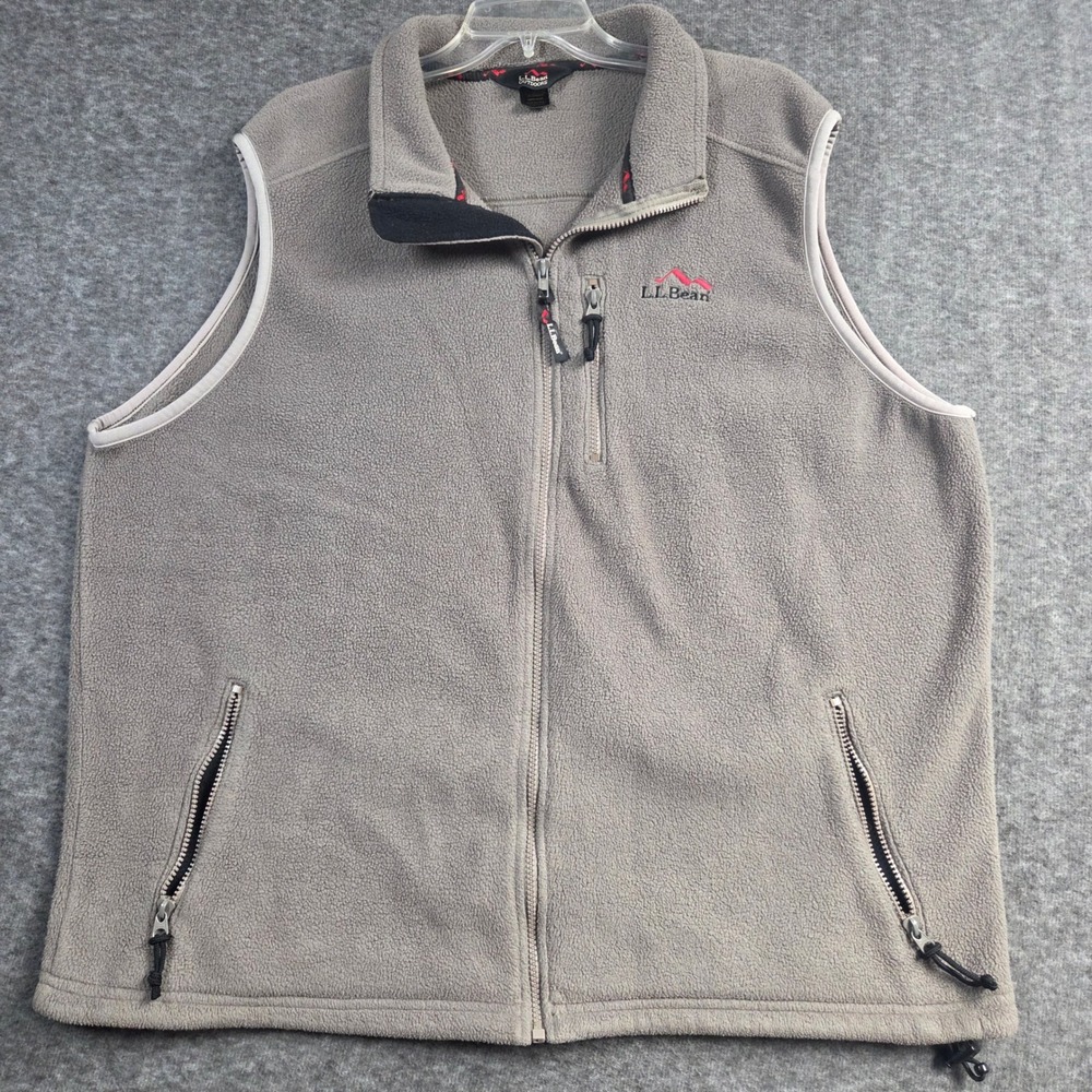 Vintage L.L. Bean Fleece Vest Mens XL Gray Outdoors Full Zip USA